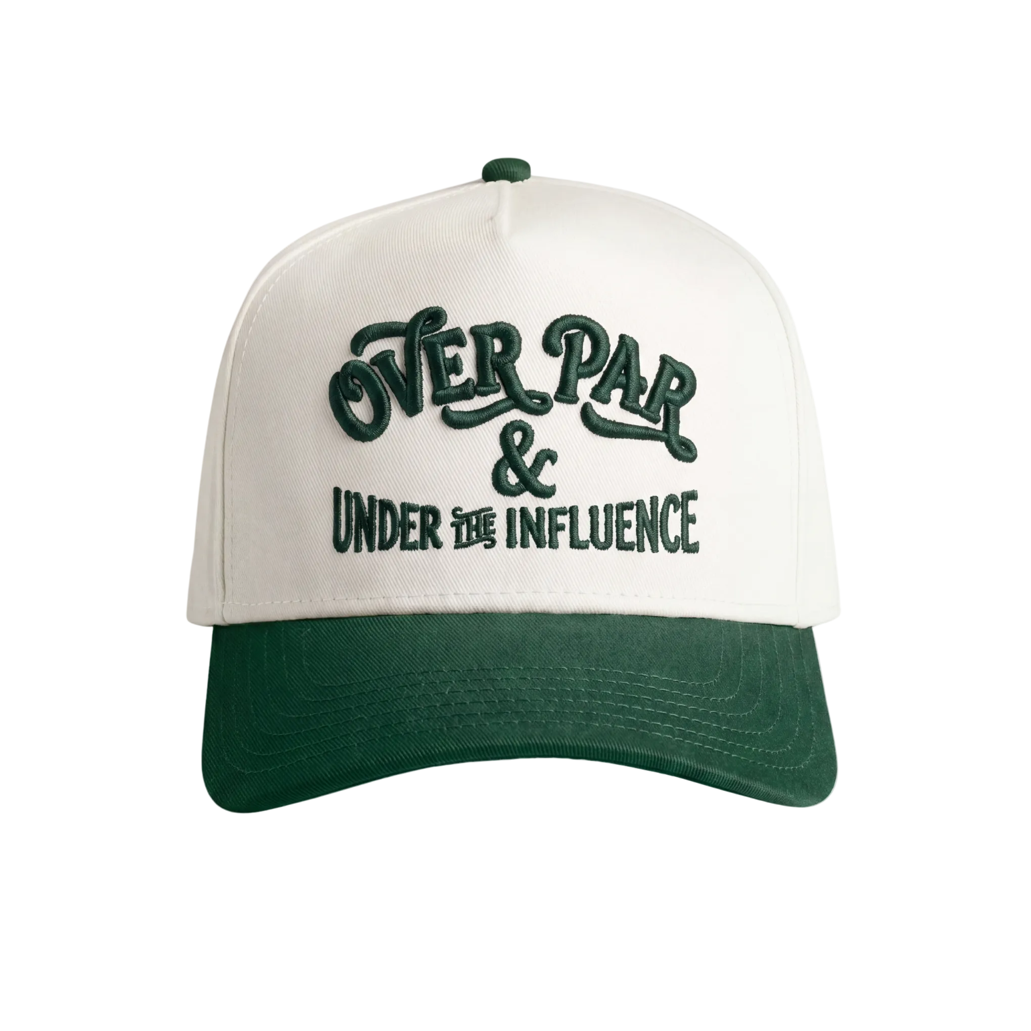Over Par & Under The Influence Cap - Natural/Forest Green