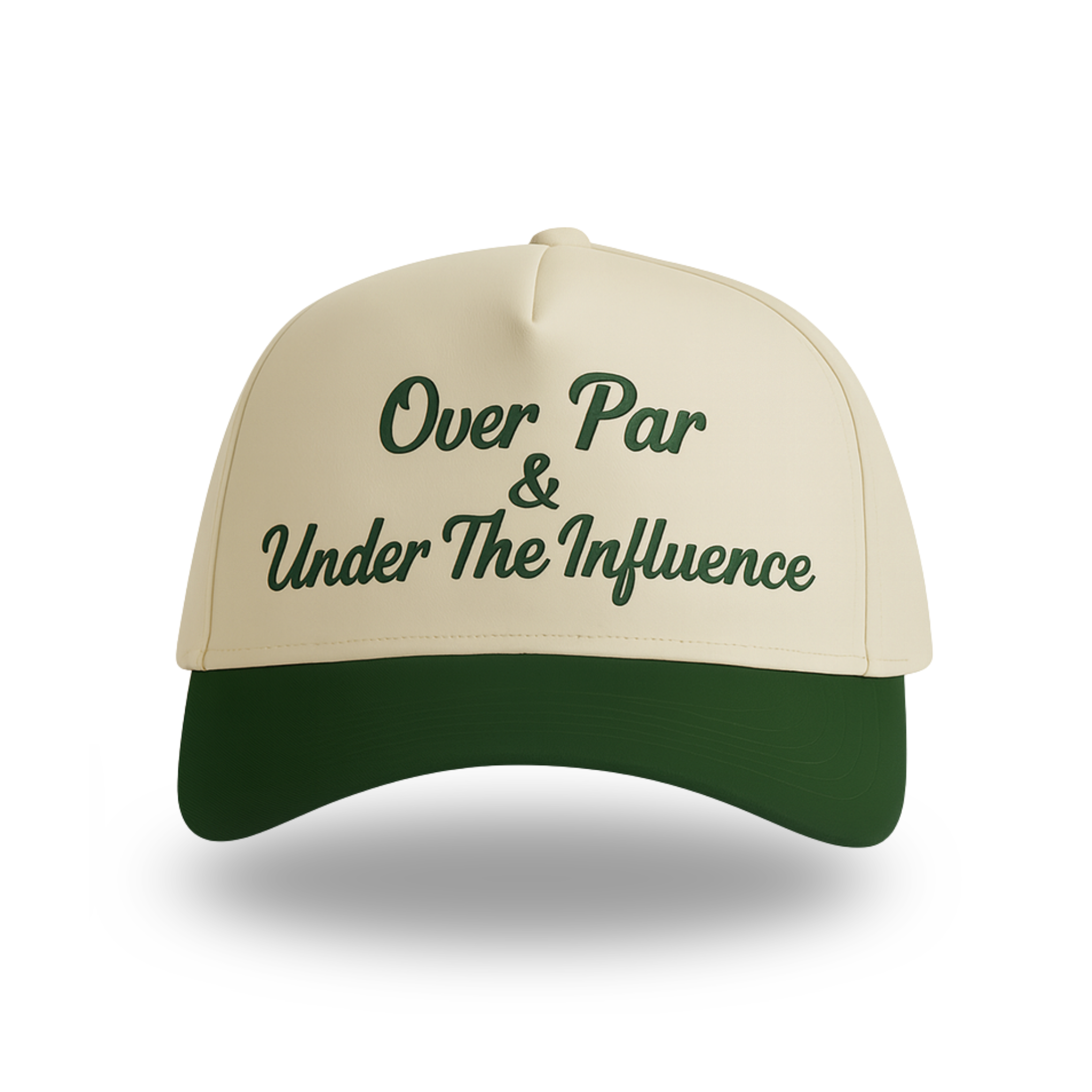 OVER PAR AND UNDER THE INFLUENCE CAP - BEIGE/FOREST GREEN
