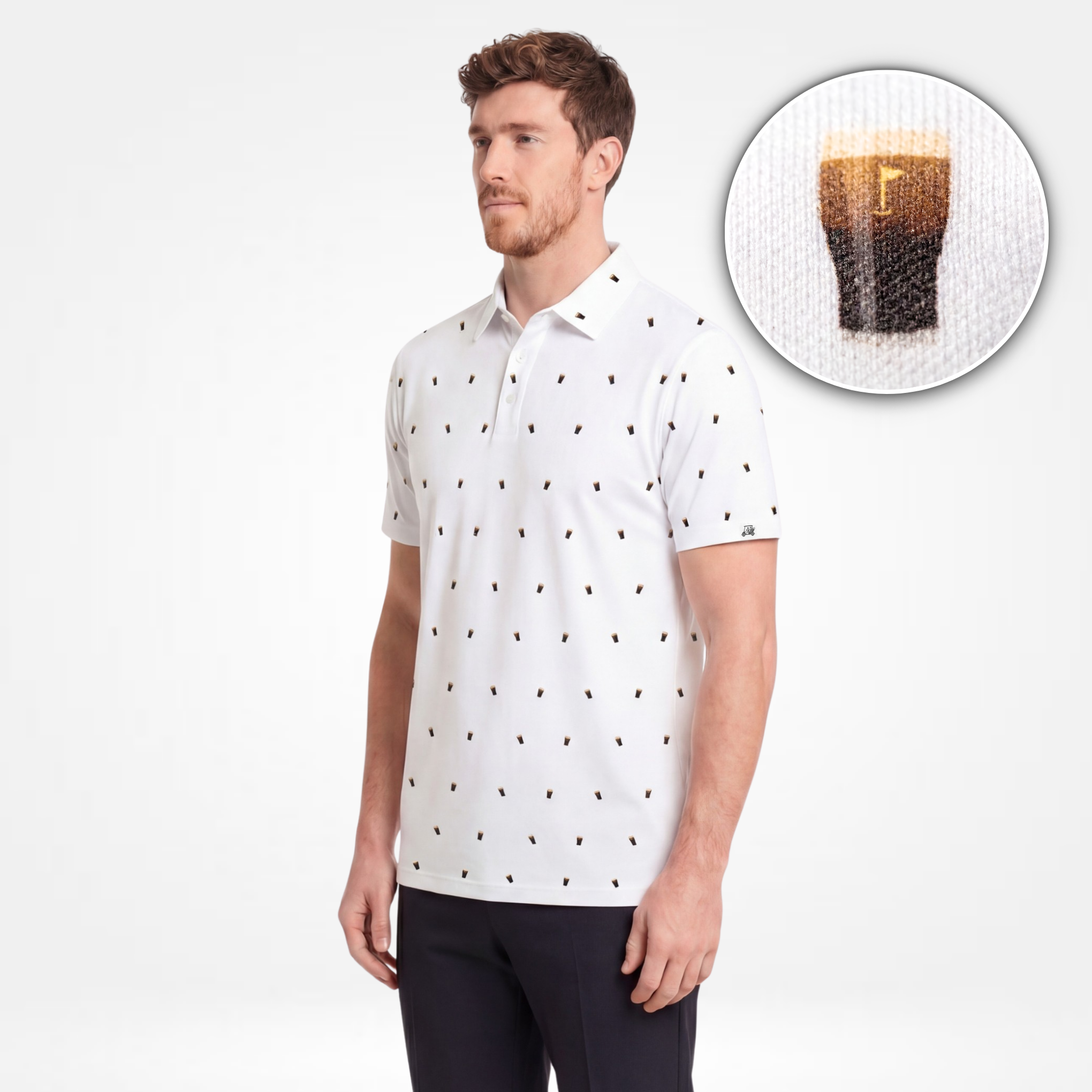 Split The G White - Irish Stout Men's Golf Polo | Golf Bros