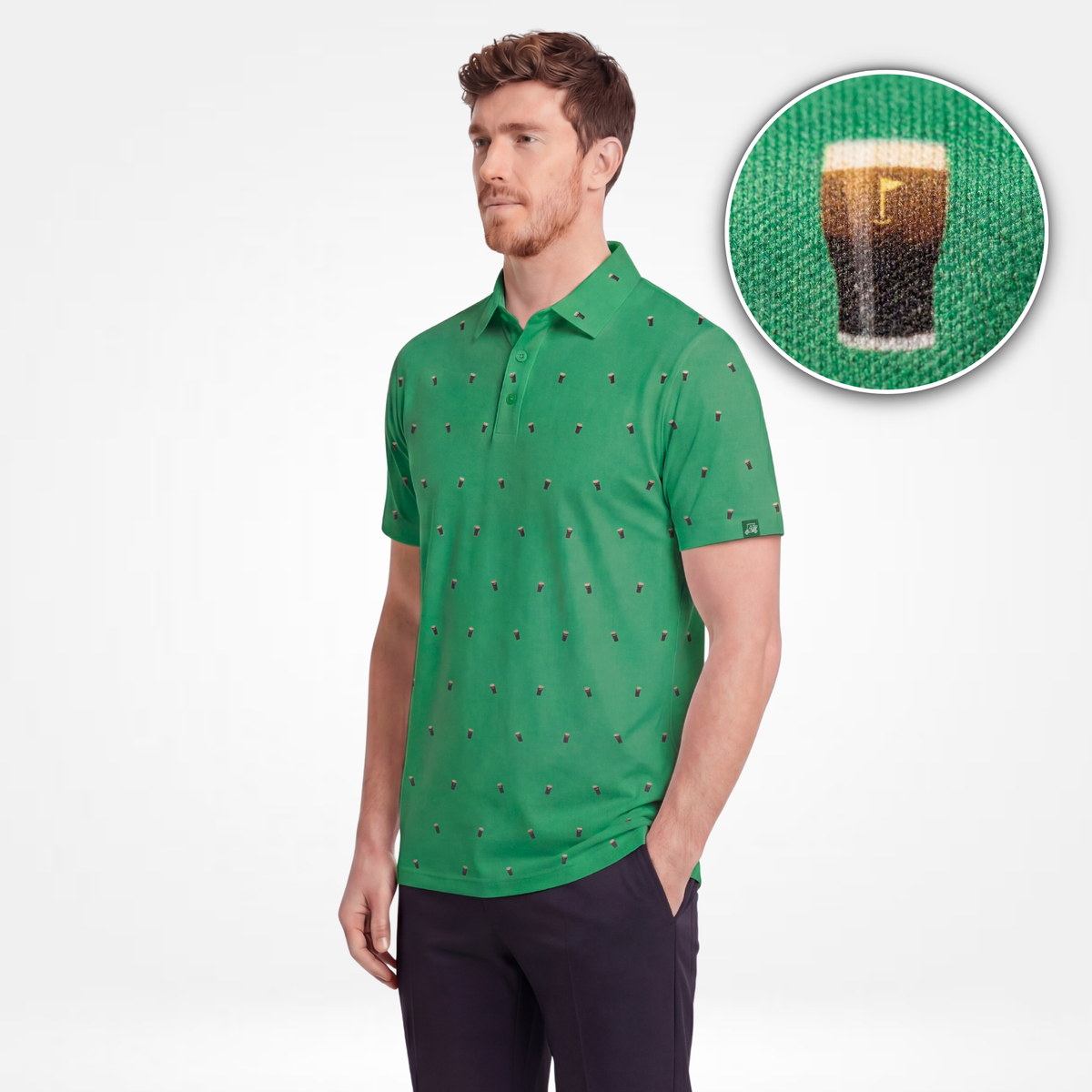 Split The G Irish Green - Irish Stout Men's Golf Polo | Golf Bros