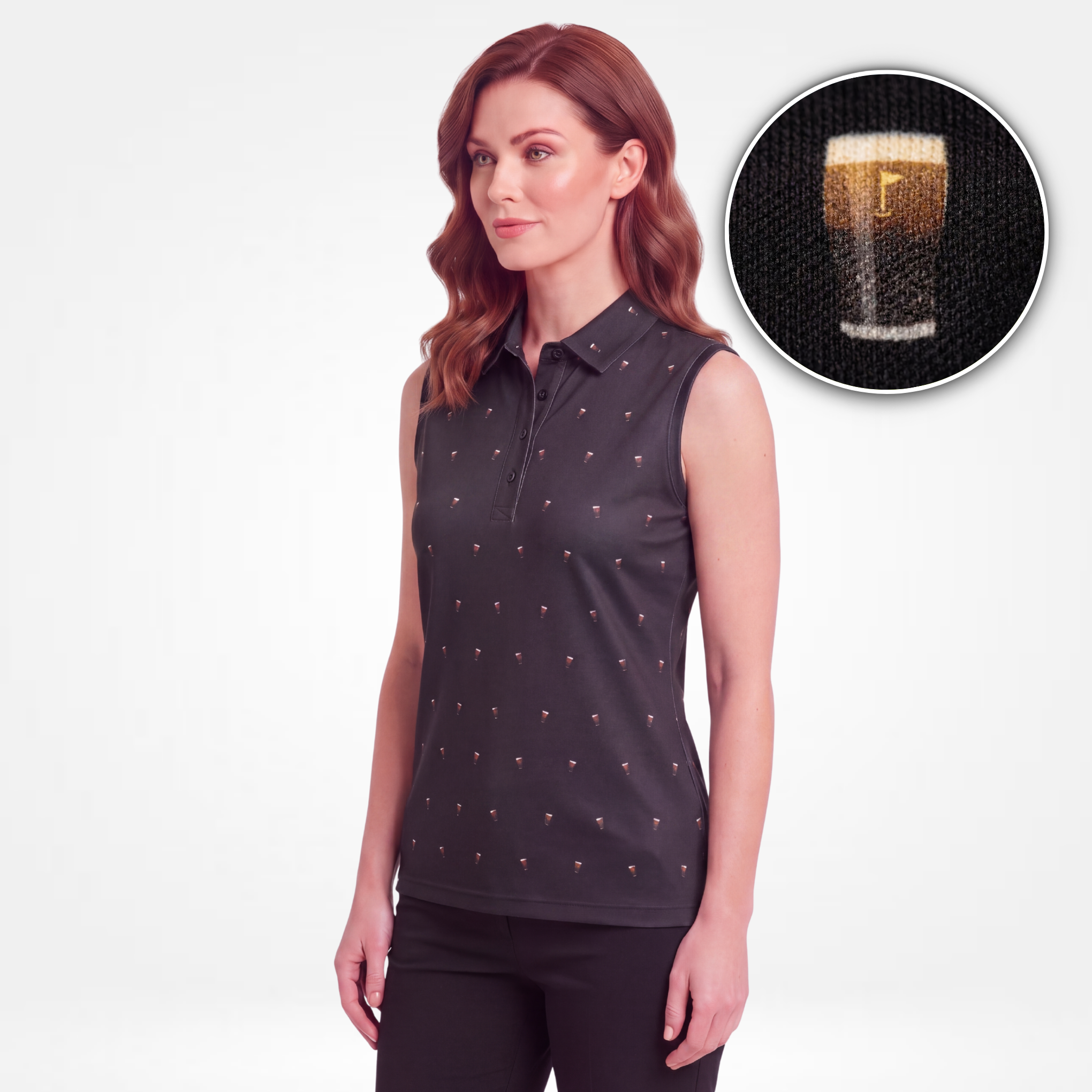 SPLIT THE G - BLACK WOMENS POLO