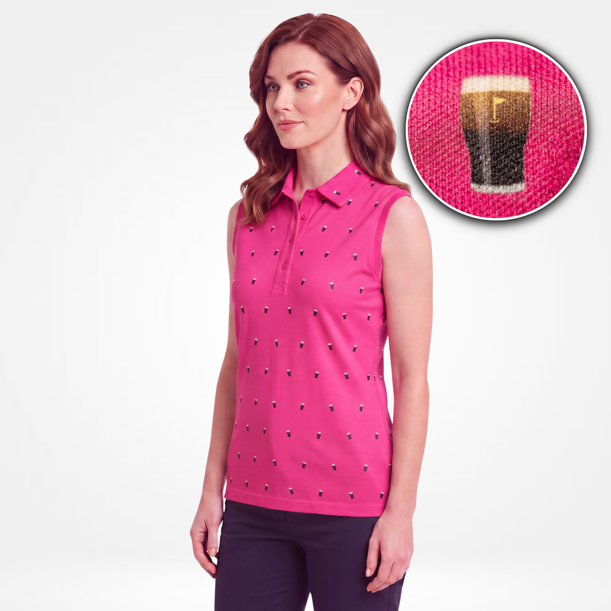 SPLIT THE G - HOT PINK WOMENS POLO