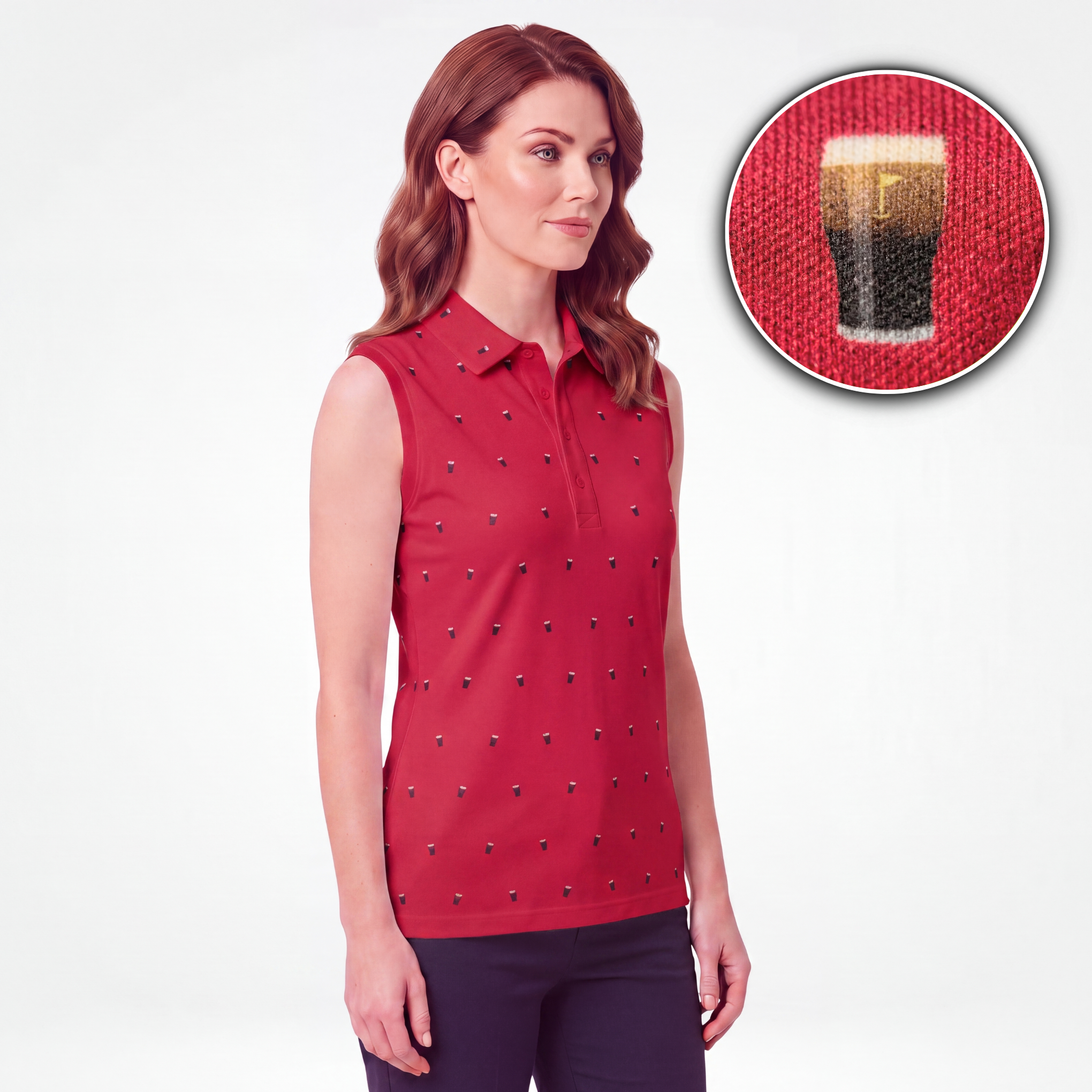 SPLIT THE G - RED WOMENS POLO