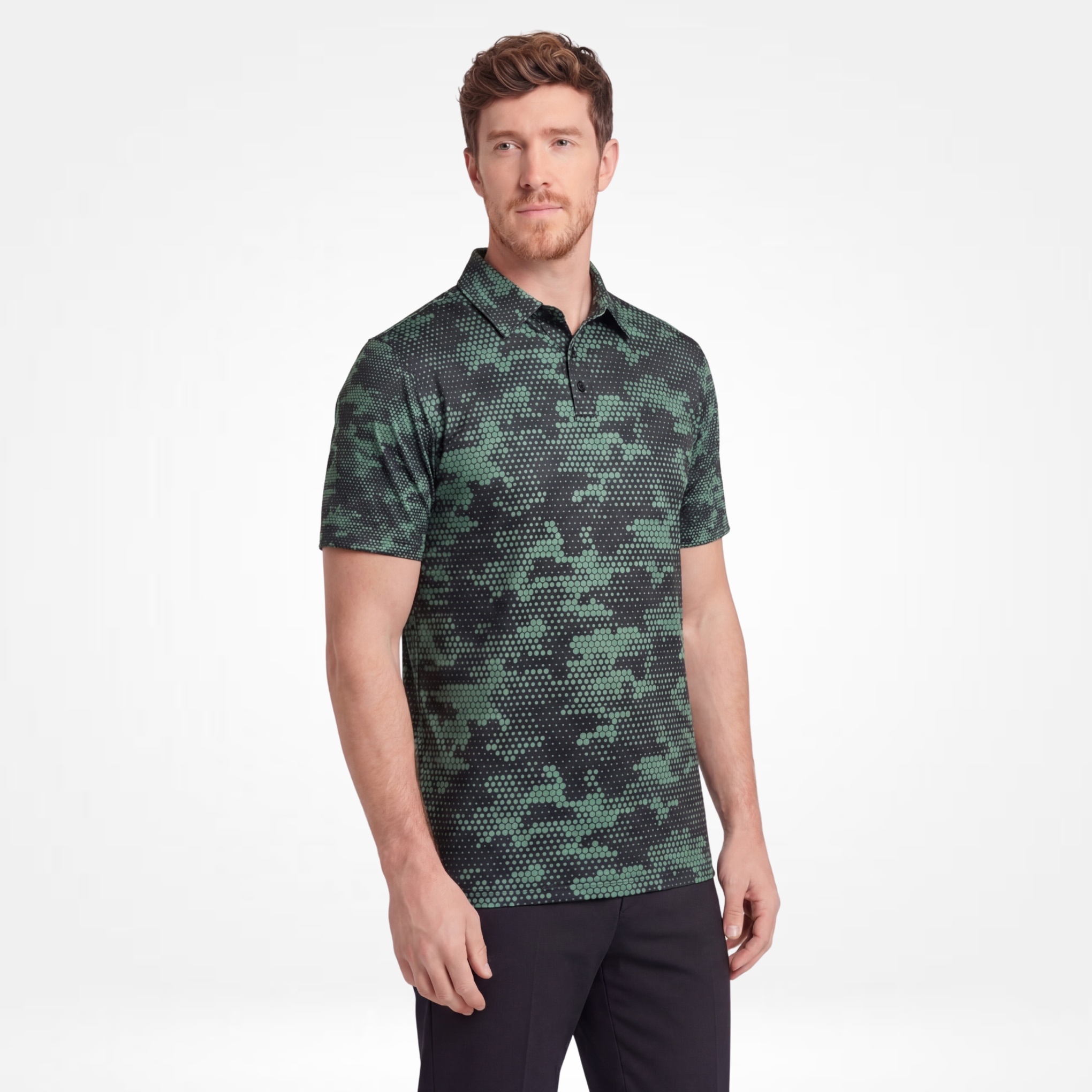 DIGITAL CAMO - WOODLAND GREEN - Men's Golf Polo Shirt