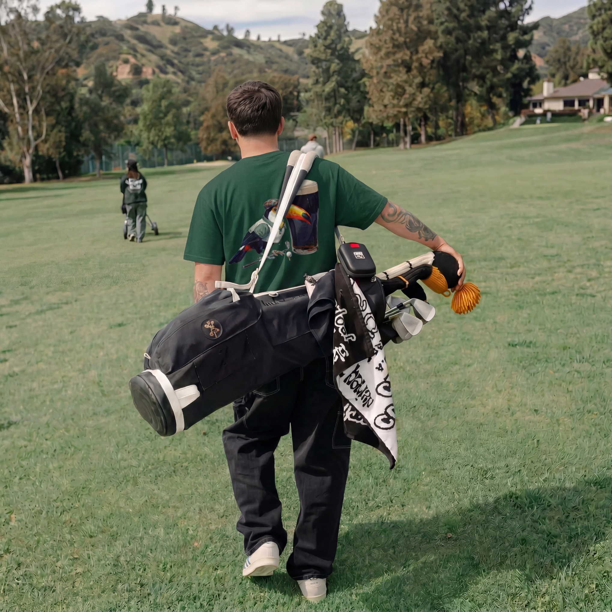 TARTAN TOUCAN TEE - PINE GREEN