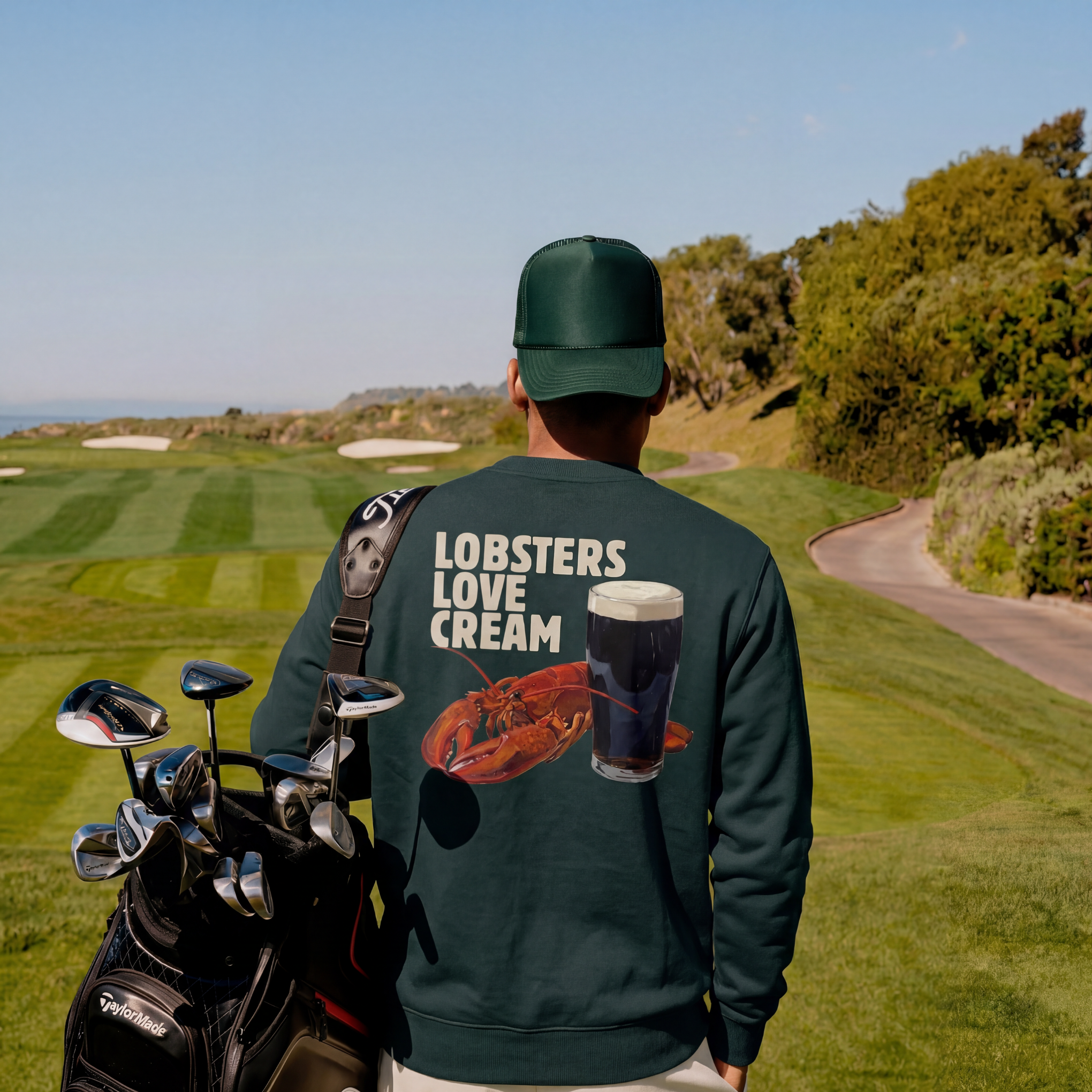 LOBSTERS LOVE CREAM SWEATSHIRT - PINE GREEN