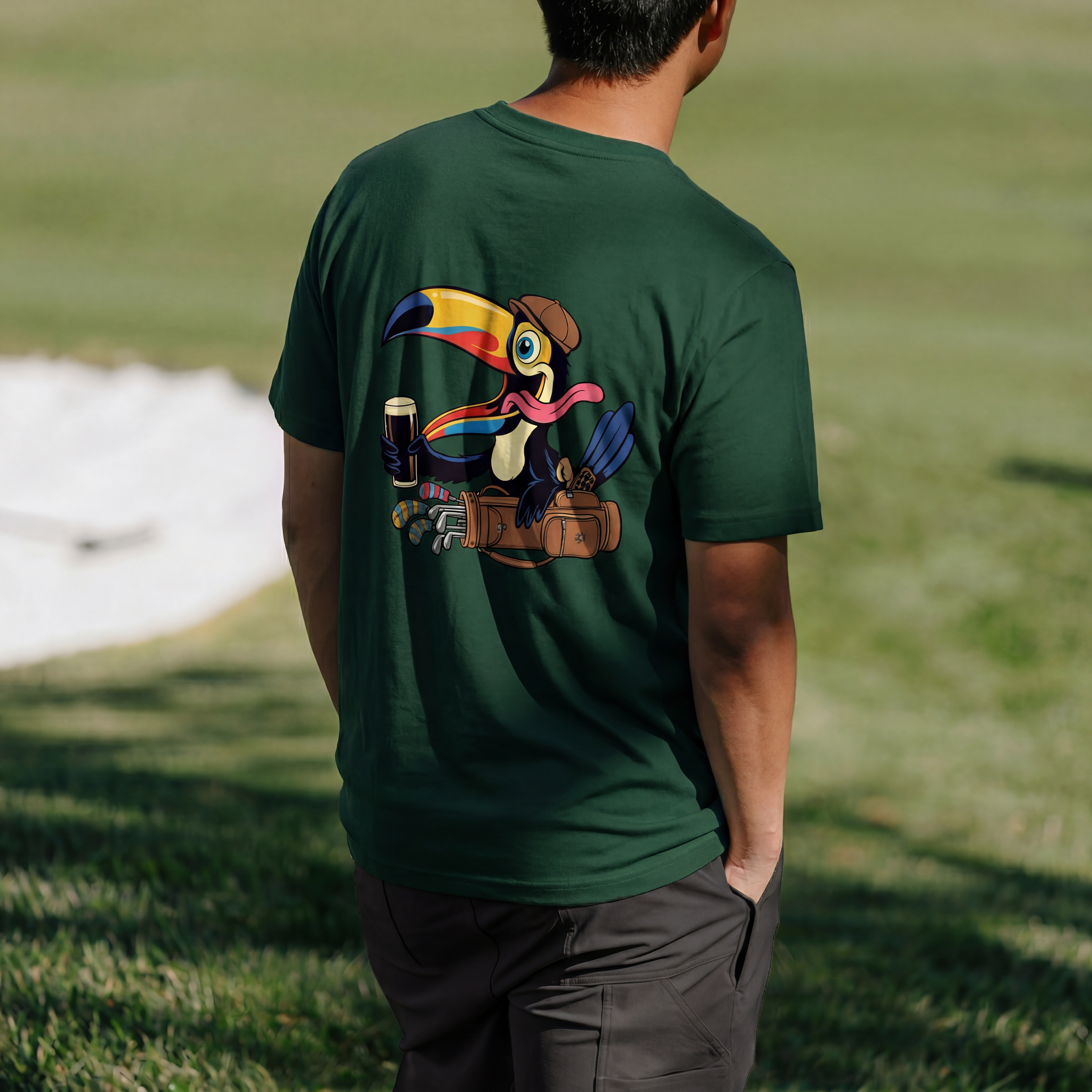 TIPSY TOUCAN TEE - PINE GREEN