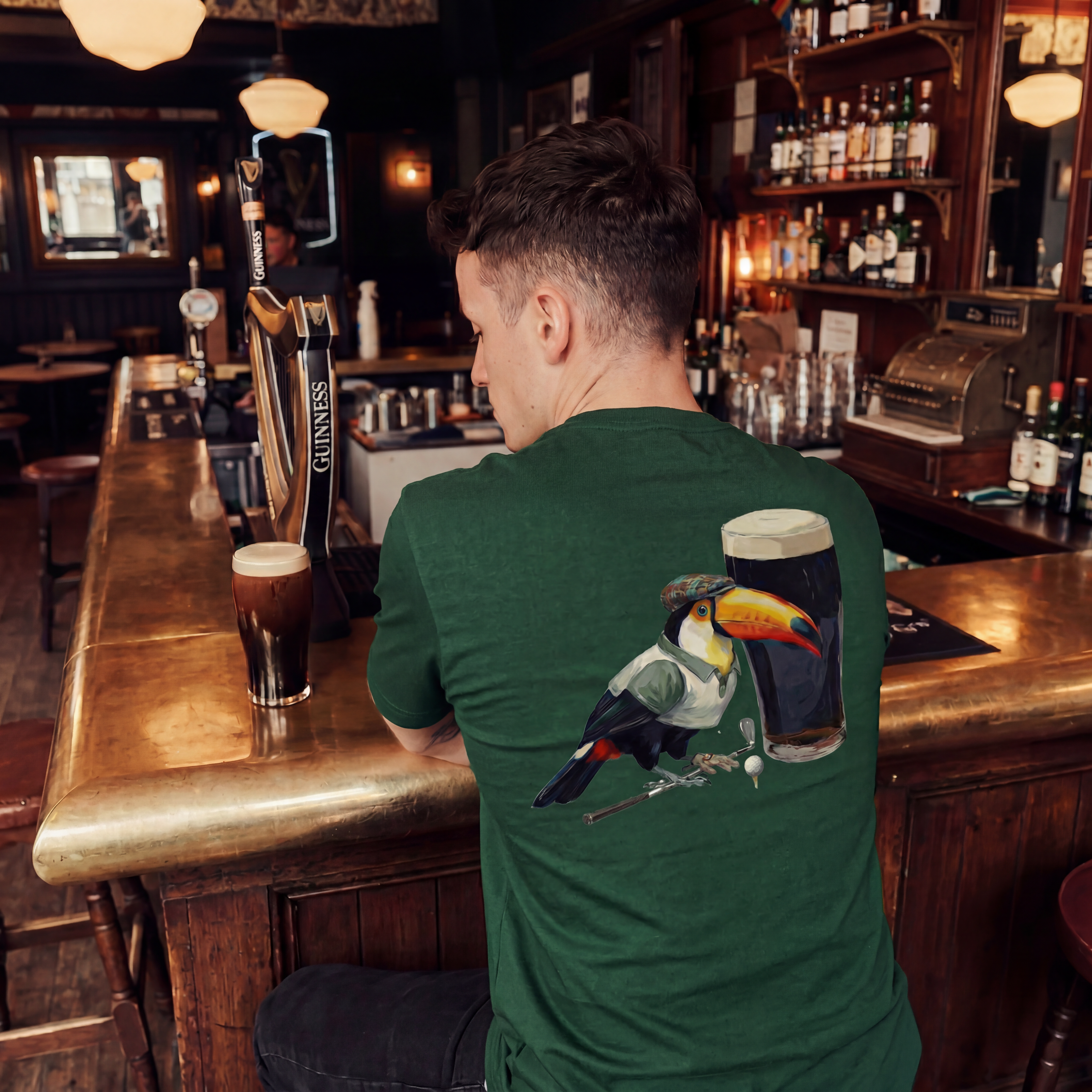 TARTAN TOUCAN TEE - PINE GREEN