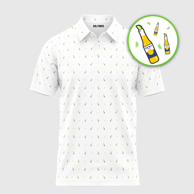 LIME WEDGE POLO - WHITE