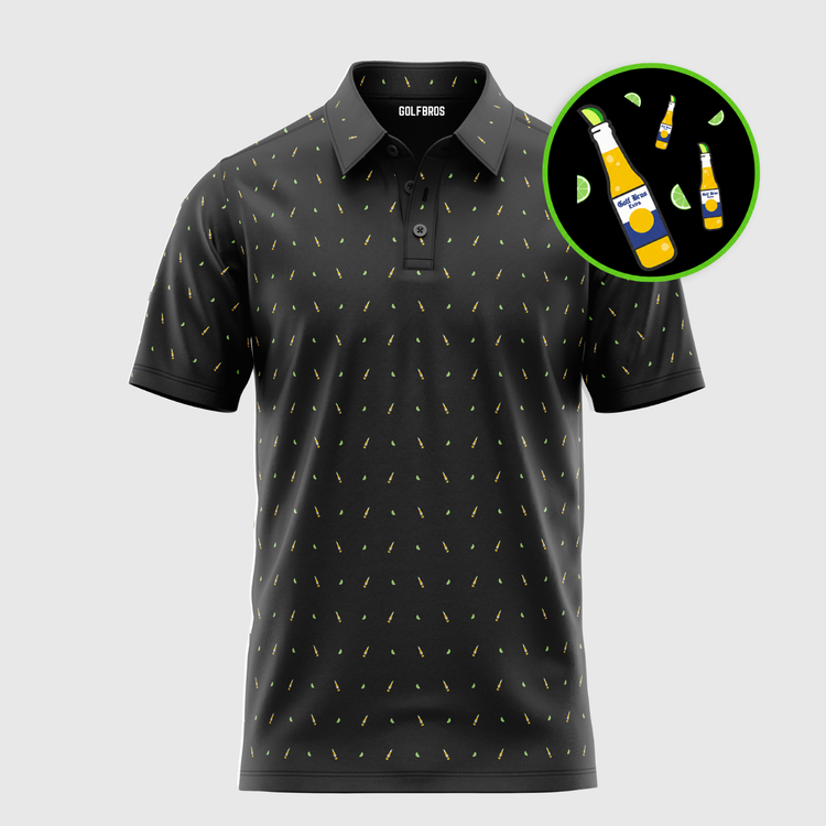 LIME WEDGE POLO - BLACK