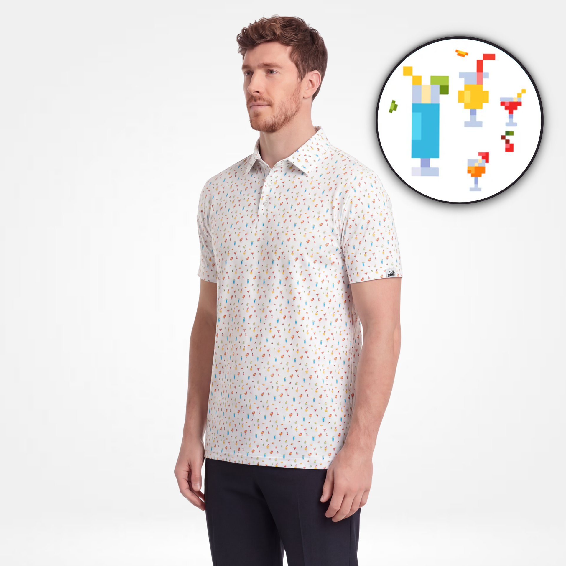 RETRO REFRESH - WHITE - Men's Golf Polo Shirt