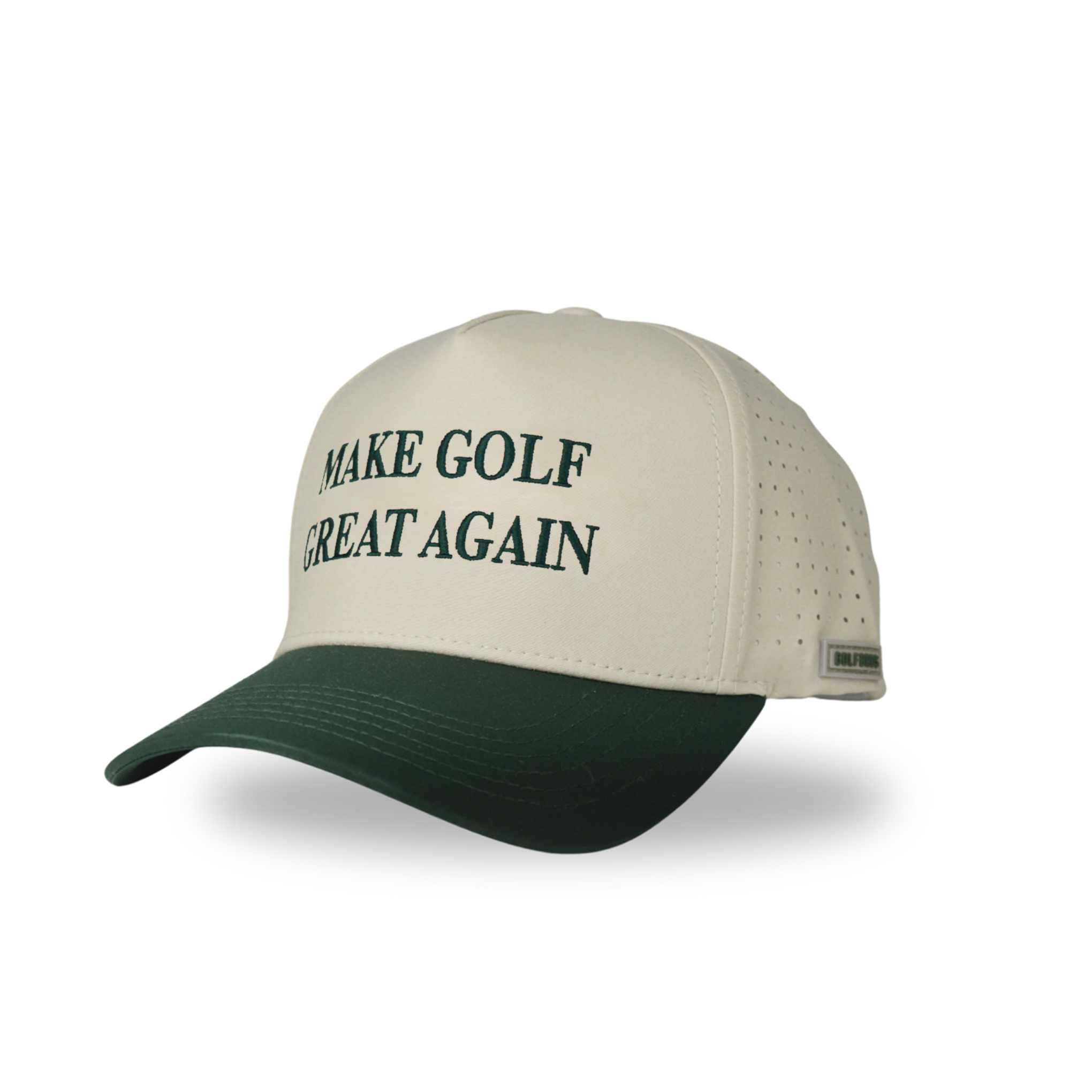 MAKE GOLF GREAT AGAIN CAP - BEIGE/FOREST GREEN