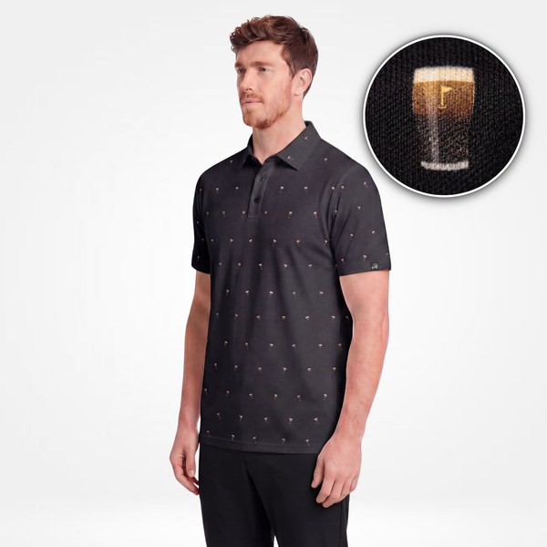 Split The G Black - Irish Stout Men's Golf Polo | Golf Bros