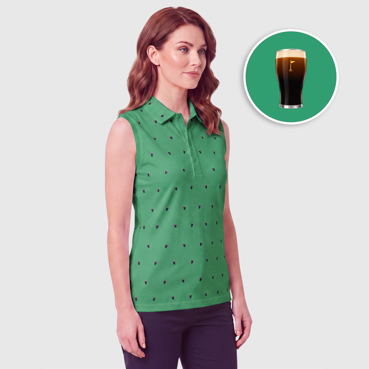 SPLIT THE G WOMENS POLO - IRISH GREEN