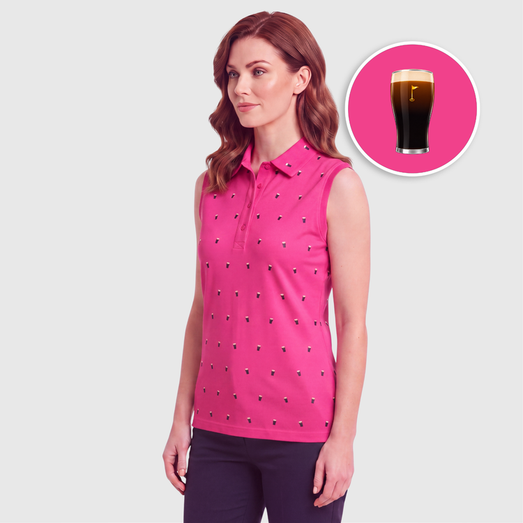 SPLIT THE G WOMENS POLO - HOT PINK