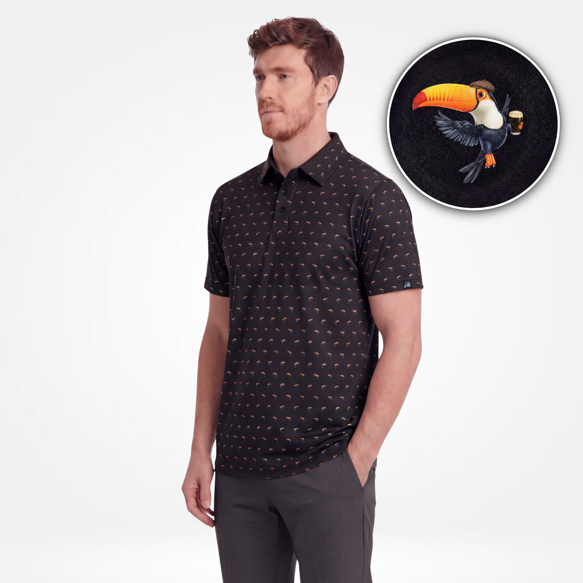TIPSY TOUCAN - BLACK POLO