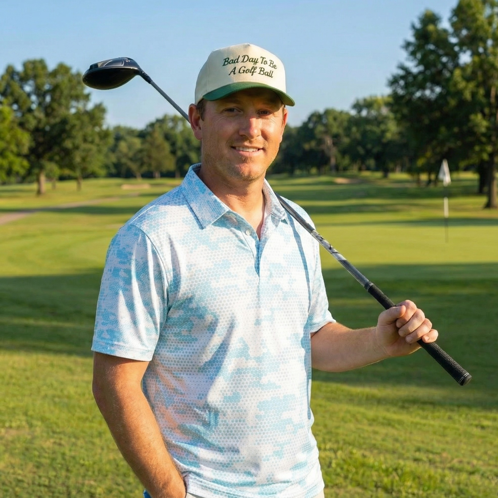 BAD DAY TO BE A GOLF BALL CAP - BEIGE/FOREST GREEN