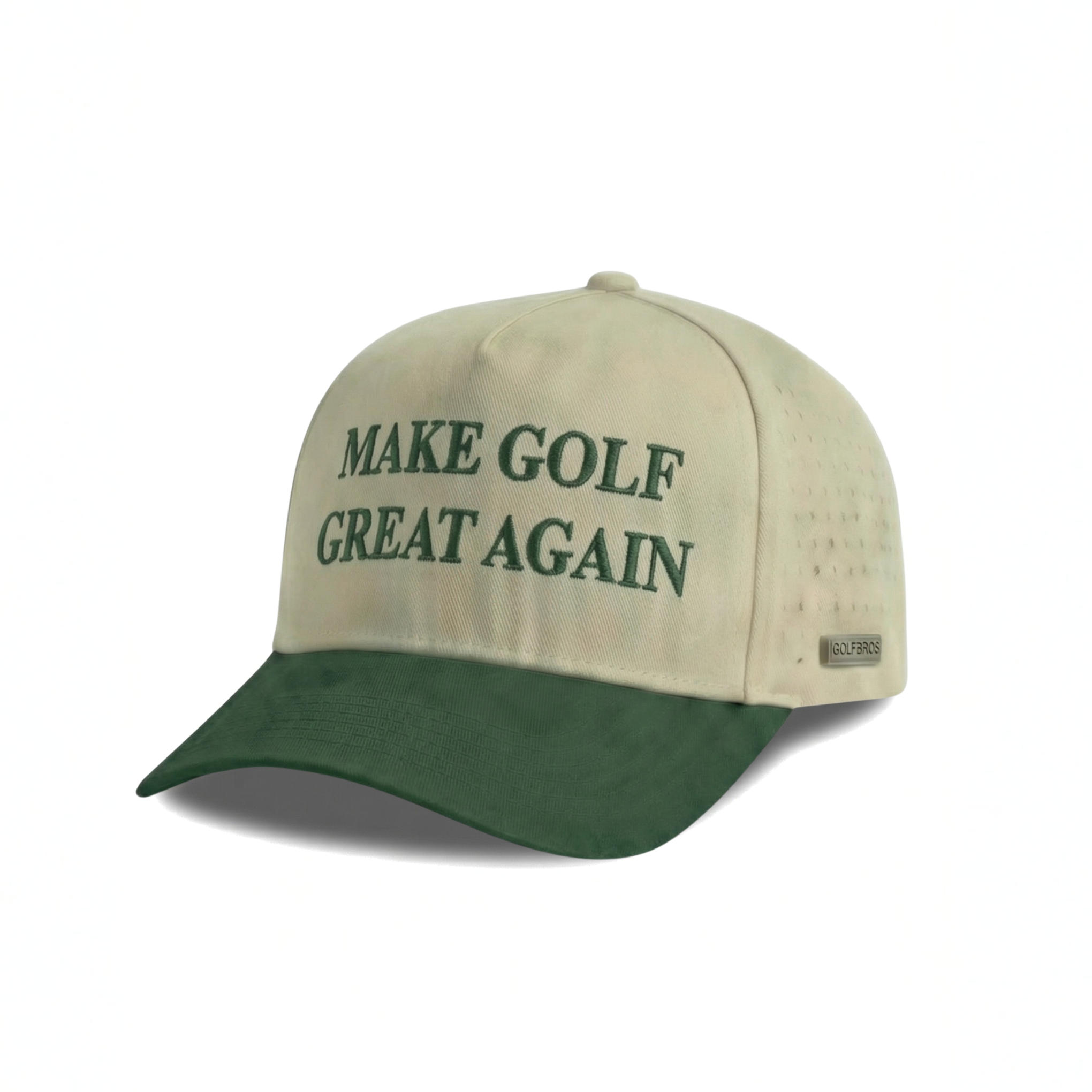 MAKE GOLF GREAT AGAIN CAP - BEIGE/FOREST GREEN