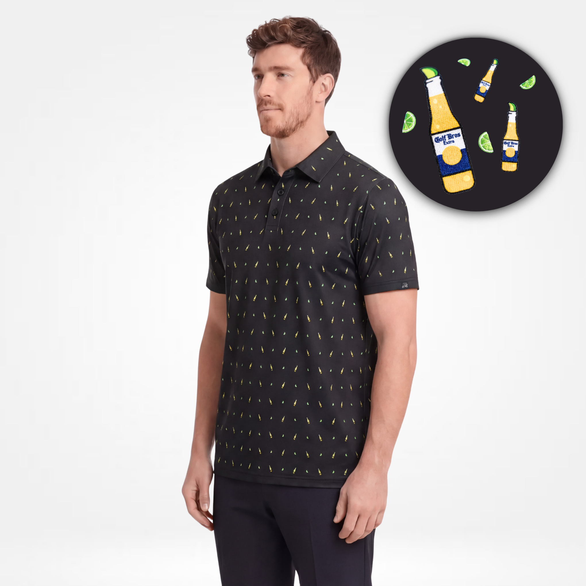 LIME WEDGE - BLACK POLO