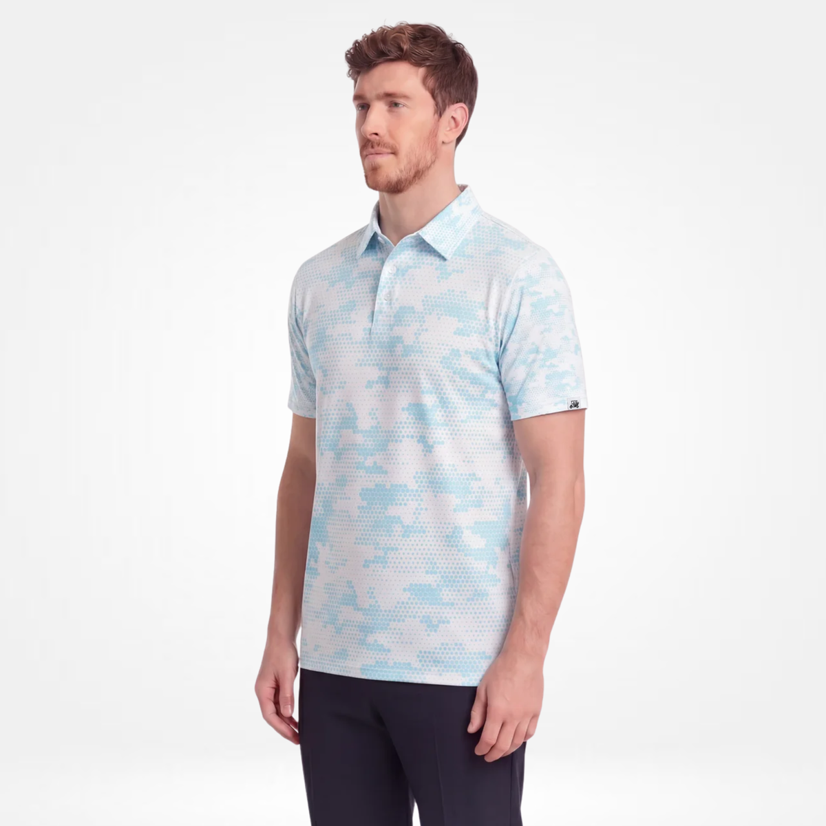 DIGITAL CAMO - ARCTIC BLUE - Men's Golf Polo Shirt