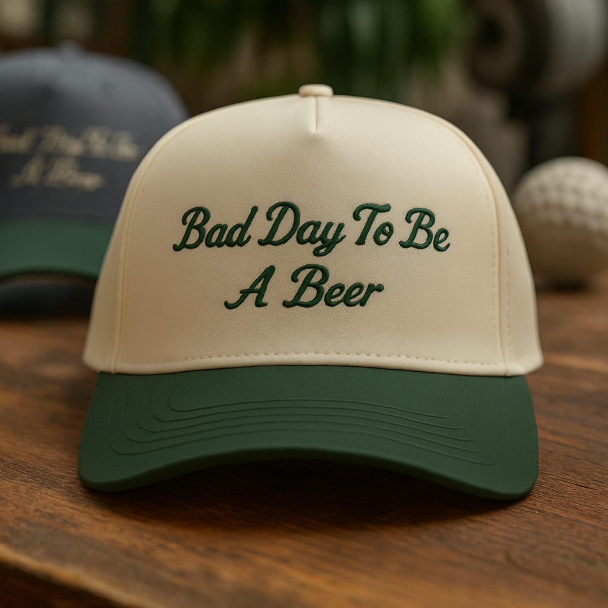 BAD DAY TO BE A BEER CAP - BEIGE/FOREST GREEN