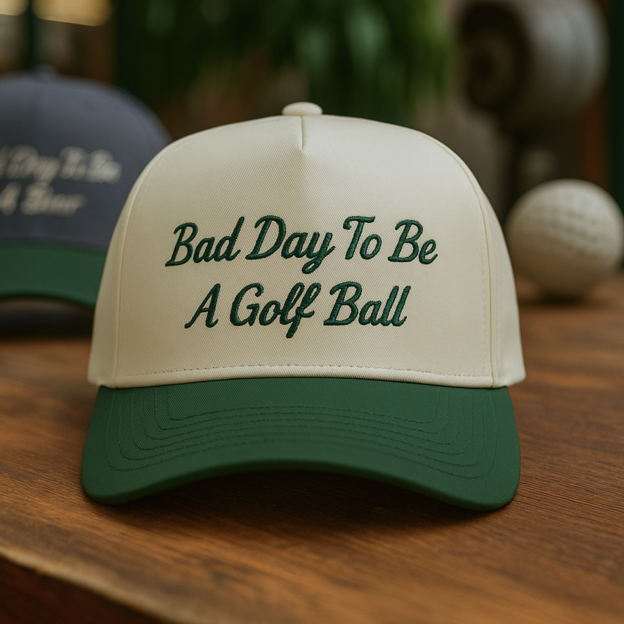 BAD DAY TO BE A GOLF BALL CAP - BEIGE/FOREST GREEN