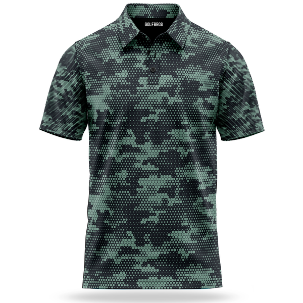 DIGITAL CAMO - WOODLAND GREEN - Men's Golf Polo Shirt