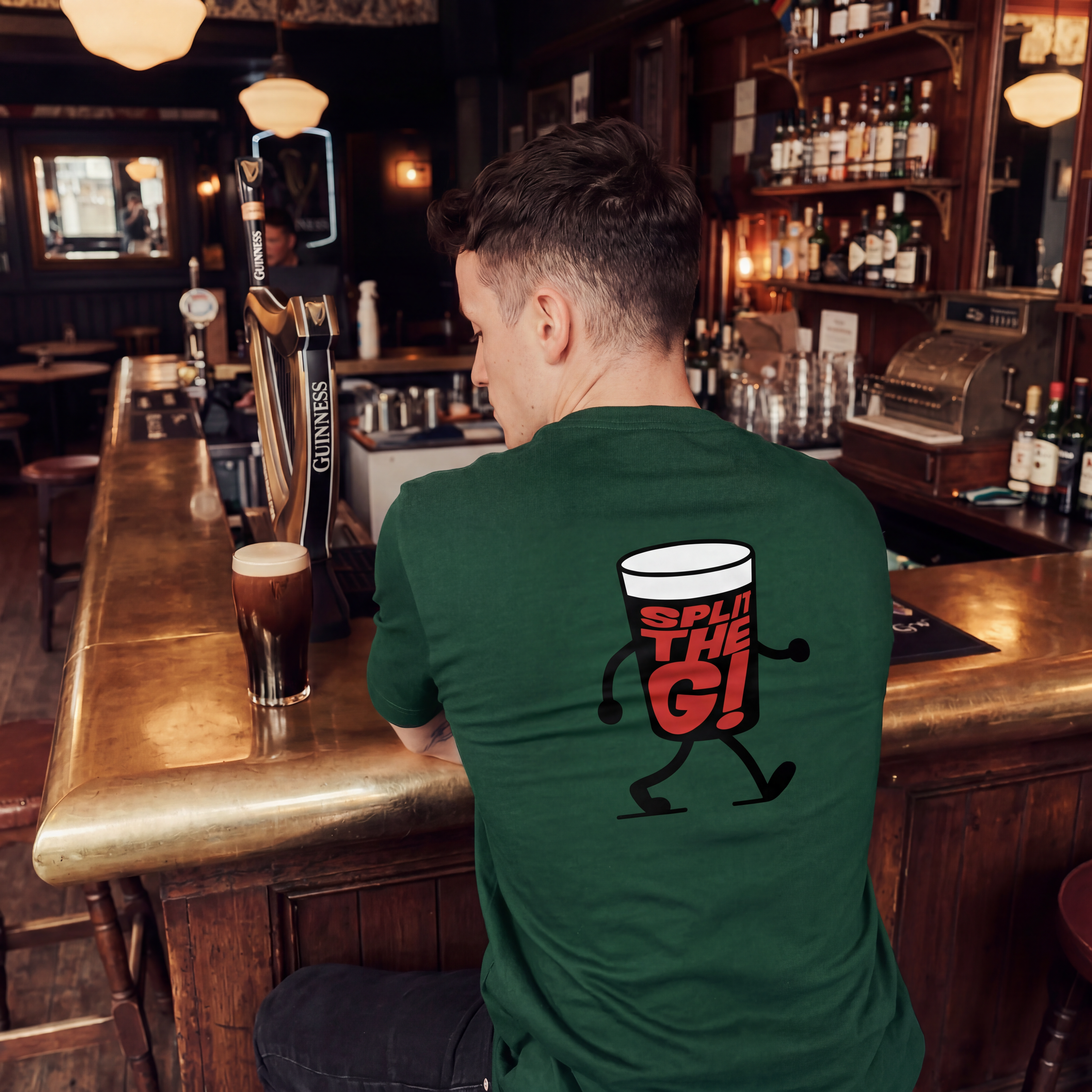 SPLIT THE G TEE - PINE GREEN